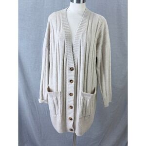 Torrid Beige Ribbed Knit Longline Button Front Cardigan Sweater Plus Size 0 / L